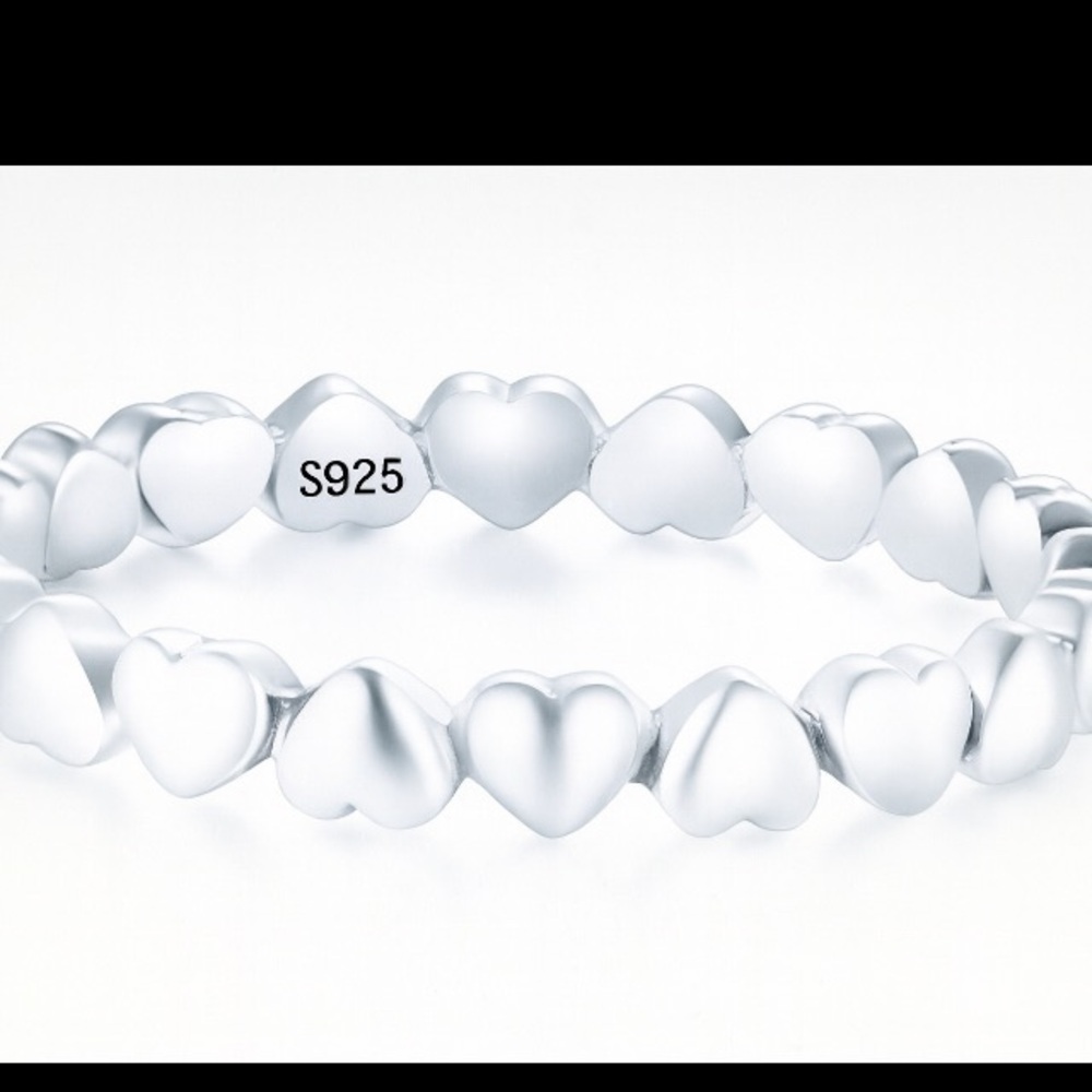 Antian Accessories™ Heart Band Ring S925 Sterling Silver.Size 5 - Picture 2 of 5
